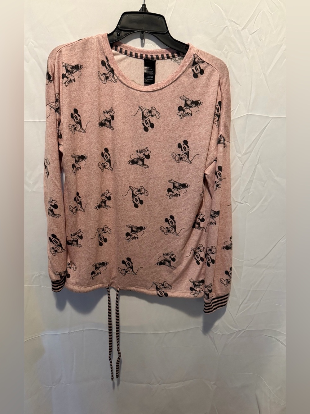Disney Pink and Black Tag Crewneck Top